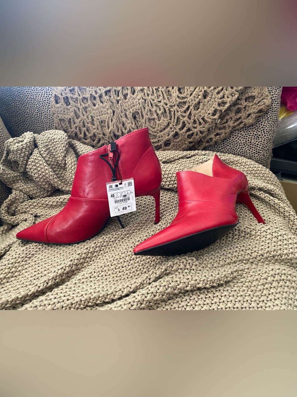 Zara red booties NEW 9 40